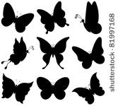 vector  butterflies  black...