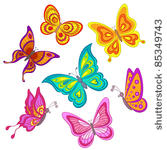 set various color butterflies...
