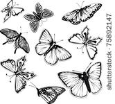 set of black and white vector...