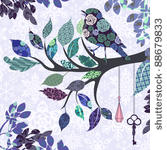 retro background of tree branch ...