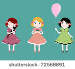 three cute girls holding a...