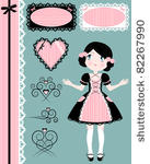 vintage girl with set of...