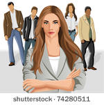 business woman wearing gray...