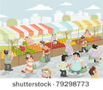 market place on a street with...