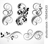 set of floral elements for...
