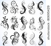 set of floral elements for...