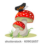 vector. mushrooms with butterfly