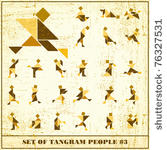 set of grunge tangram people  ...