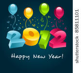 happy new year with balloons