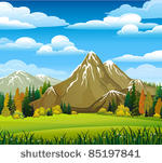 autumn landscape with meadow ...