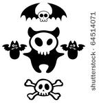 set of halloween dark cartoon...
