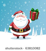 santa claus holding up a gift