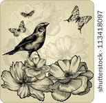 background with blooming roses  ...