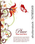 grunge floral frame with...