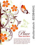 grunge floral frame with...