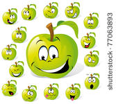 green apple with many...