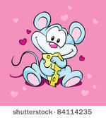 cute mouse hold cheese