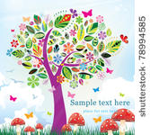 vector beautiful summer floral...