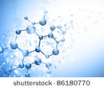 molecule illustration over blue ...