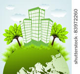 globe with eco trees and...