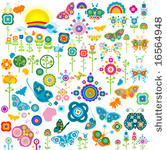 retro elements  flowers and...