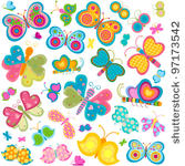 colorful butterflies set