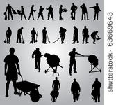  builder worker silhouettes
