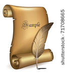 old paper with feather  vector