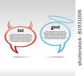 angel and devil speech bubbles. ...