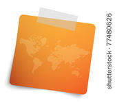 orange label with world map