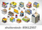 pixels art isometric buildings