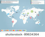 workd vector map with gps icons ...