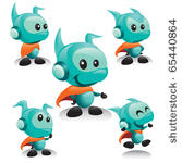a set of cartoon robot...