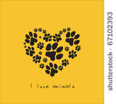 heart with animal's footprints