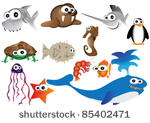 sea animals vector illustration ...