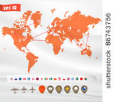 map with flight infographics ...