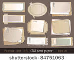 vector set of old torn paper