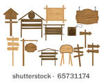 set of wooden billboards signs...