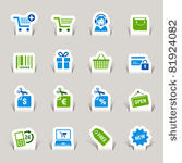paper cut   shopping icons
