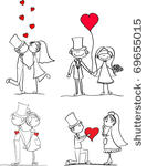 set of wedding pictures  bride...