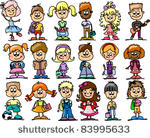 set cartoon characters happy...