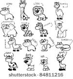 big set of cartoon black and...