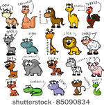 big set of cartoon animals