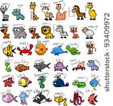big set of cartoon animals ...
