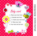 vector baby girl card with...