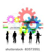 people silhouettes with gears