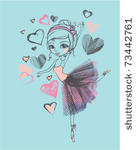hand drawn ballerina in tutu...