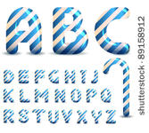 candy cane font of blue color