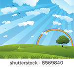 peaceful summer landscape with...