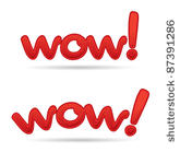 modern red wow  design letters  ...